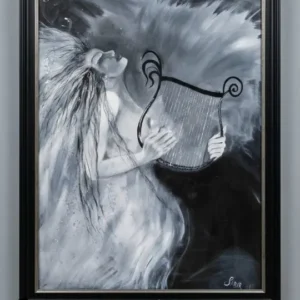 Sabriye Erarpat'ın fırçasından çıkan bu koleksiyonluk siyah beyaz sürrealist tablo, varoluşun gizemini fısıldıyor. Özel bir koleksiyona satılmıştır.